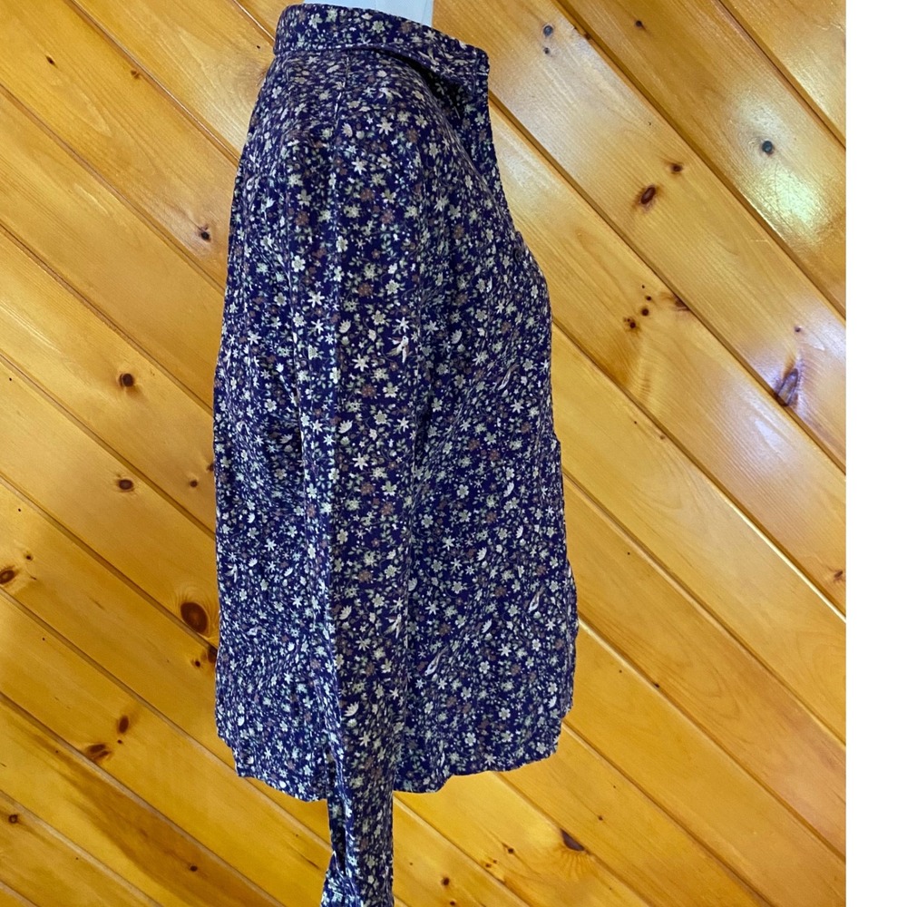 L.L. Bean Floral Bird Cotton Corduroy Button Down Shirt cottagecore Boho - Picture 6 of 7